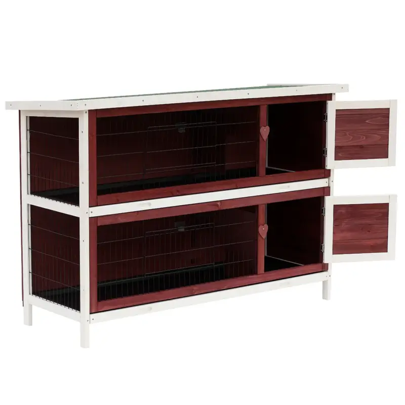 Direttamente dal produttore - Easycomfort Conigliera da Esterno in Legno, Gabbia per Conigli, Porcellini d'India e Roditori Impermeabile 136.4x50x93cm Marrone