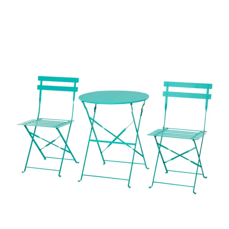 EASYCOMFORT Set 3 Pezzi Tavolino con Sedie da Giardino Pieghevoli in Metallo, Verde - Solo per poco tempo