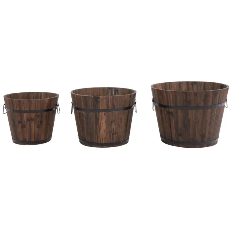 Easycomfort Set di 3 Vasi Secchielli per Piante Fiori , Set Vasi da Esterno in Legno di Diverse Dimensioni | Non lasciartelo sfuggire