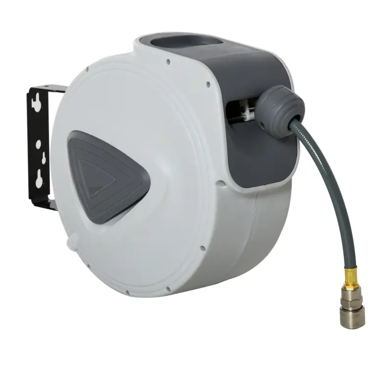 Easycomfort DURHAND Avvolgitubo Automatico 20m + 194cm con Attacco ?1/4'', Montaggio a Parete e Ruotabile di 180°, Grigio | Molto richiesto