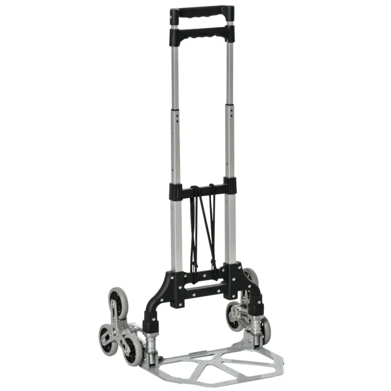 Easycomfort DURHAND Carrello Portapacchi Pieghevole a 6 Ruote max 70 kg con Fune e Maniglia Estraibile, 47x47x100 cm, Nero e Argento - Prezzo basso