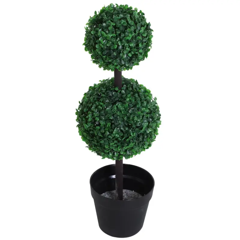 Buon prezzo - EASYCOMFORT Pianta Artificiale Bosso Due Sfere da Esterno e Interno con Vaso Ф23 X 67 cm