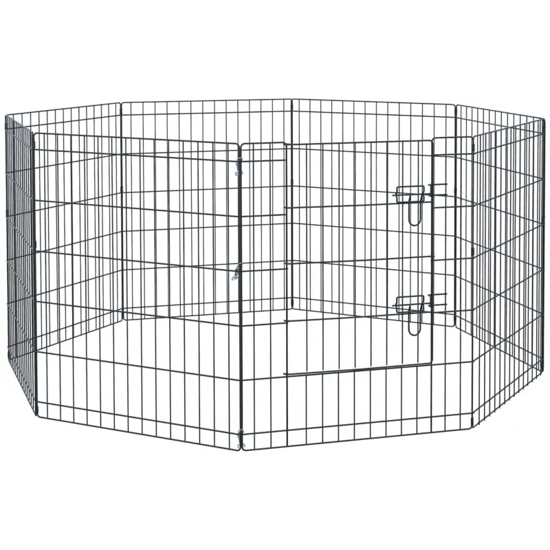 Appena arrivato | EasyComfort Recinto per Cani Gatti Cuccioli Roditori Recinzione Rete Gabbia 8 Pezzi 76 x 61cm Nero