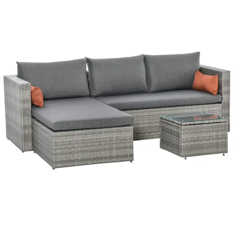 Easycomfort Mobili da Giardino Set 3 Pezzi in Rattan PE con 2 Divani e Tavolino da Caffè, Grigio | Sconto extra