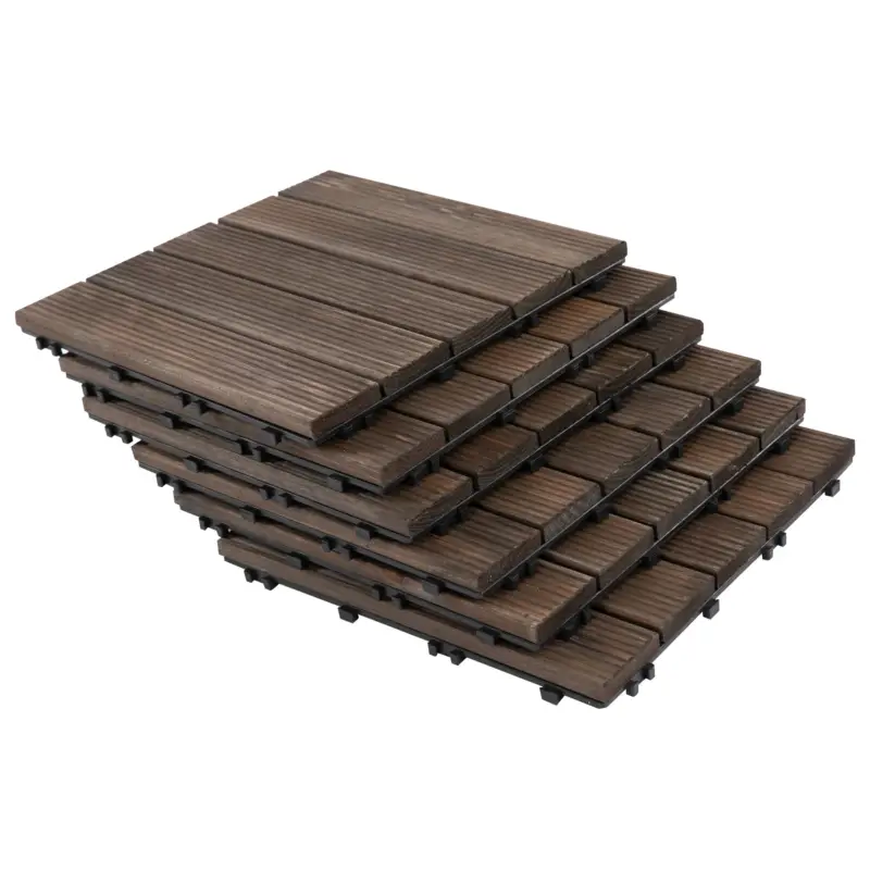 Consegna rapida - Easycomfort Piastrelle per Esterni Pavimento in Legno, Set 27 Pezzi Montaggio a Incastro, 30x30x2.5 cm