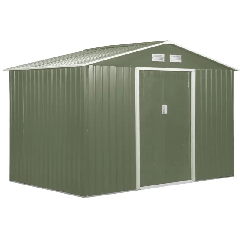 Quantità limitata | Easycomfort Casetta da Giardino con 2 Porte Scorrevoli e 4 Prese d'Aria in Acciaio, 277x195x192cm, Verde Chiaro