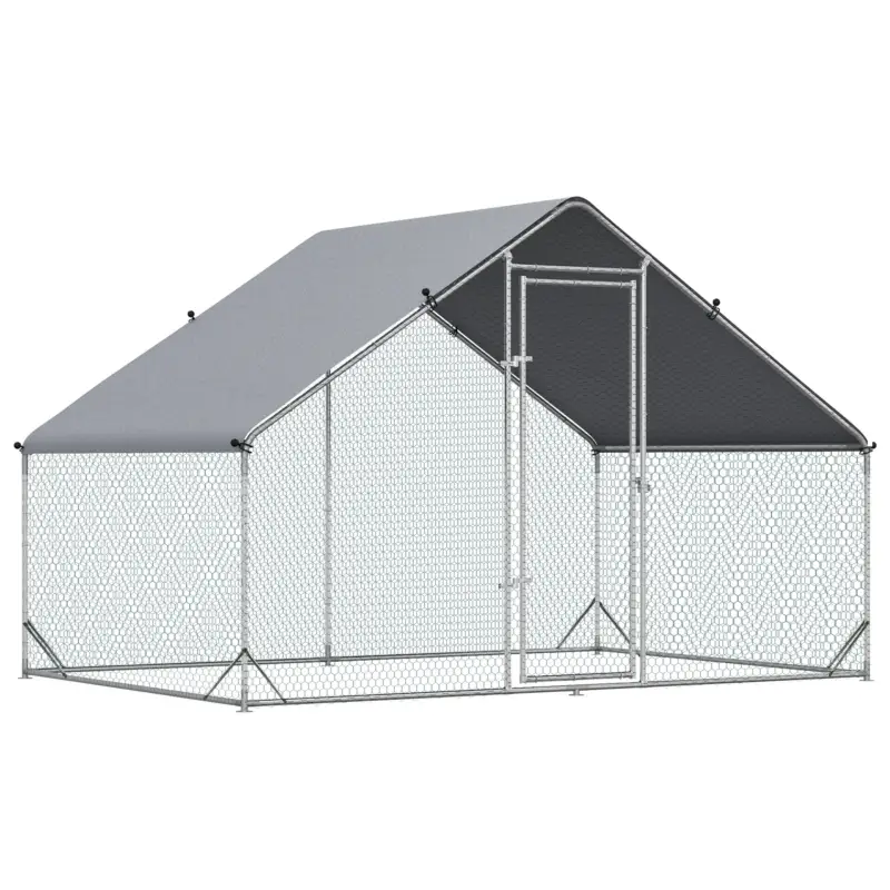 Super offerta | Easycomfort Pollaio da Giardino con Telaio Zincato, Copertura Impermeabile e Rete Esagonale, 3x2x2m, Argento