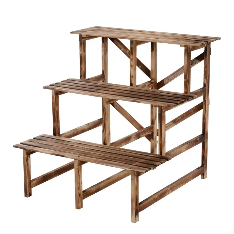Easycomfort Fioriera Portavasi a 3 Gradini in Legno di Abete in Grado di Supportare Fino a 80kg di Carico per Giardini, Terrazzi, Balconi e Appartamenti 80x80x78cm - Super prezzo