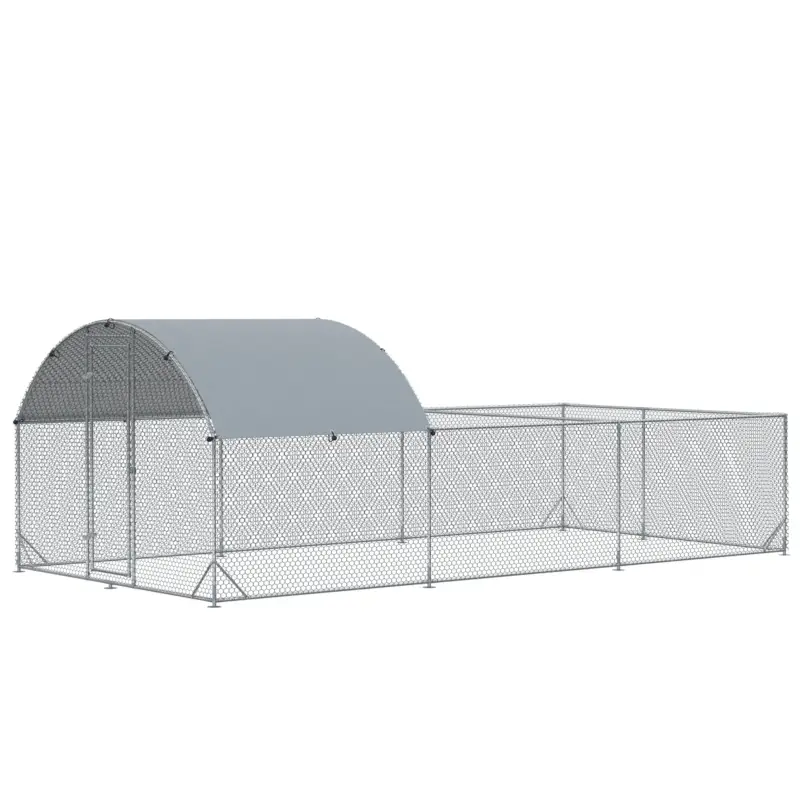 Di tendenza | Easycomfort Recinto per Galline da Esterno in Acciaio con Telo di Copertura in PE Anti-UV, 570x280cm