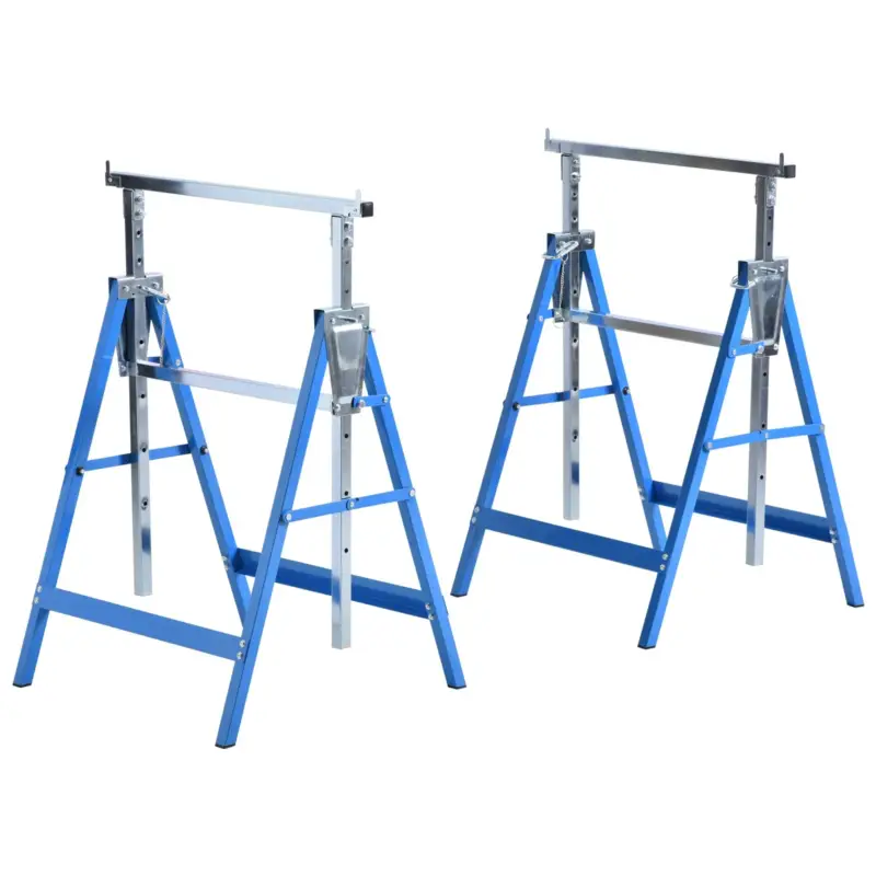 Easycomfort Set 2 Cavalletti da Lavoro Telescopici Pieghevoli e Regolabili in Altezza, in Tubi Acciaio, 68x58x80cm Max 200kg - Promo lampo