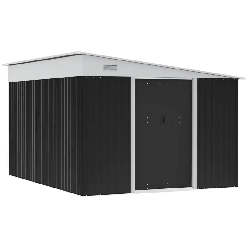 Molto apprezzato | Easycomfort Ripostiglio da Giardino con Porta Scorrevole, in Acciaio, 345x280.5x169-201cm, Nero