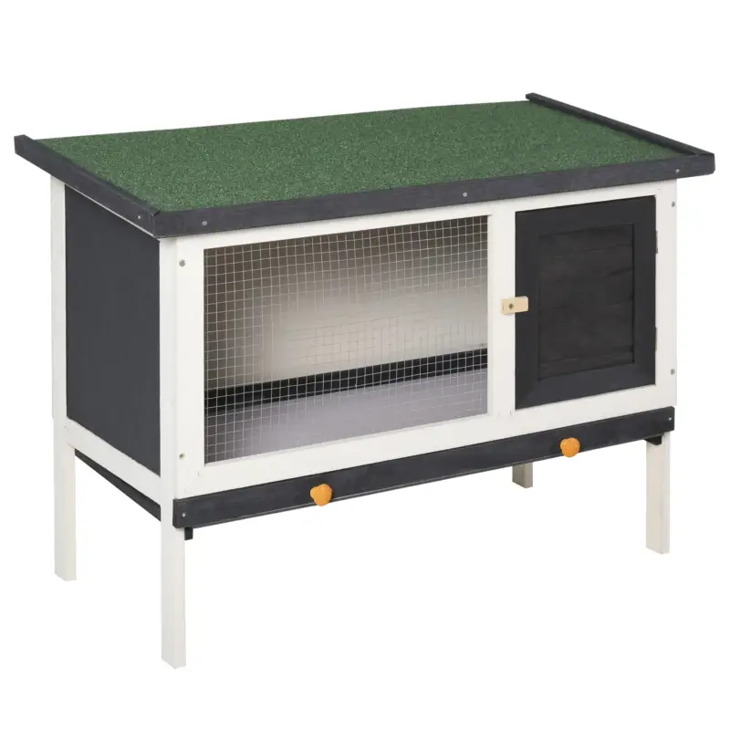Easycomfort Conigliera da Esterno in Legno d'Abete con Vassoio Estraibile, Tetto Apribile in Bitume e Rete, 90x45x65 cm | Prezzo ridotto