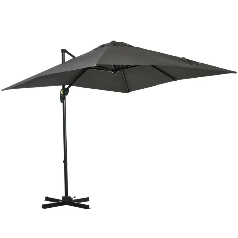 Consigliato - Easycomfort Ombrellone da Giardino con Angolazione Regolabile su 5 Livelli e Rotazione a 360°, 2.5x2.5 m, Grigio