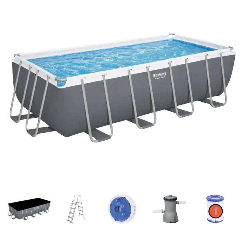 Non perdere l'occasione - Piscina Fuori Terra Bestway 56670 Power Steel (488x244x122h) Top di copertura+Scaletta rampa esterna+Pompa filtrante 11.532 Litri
