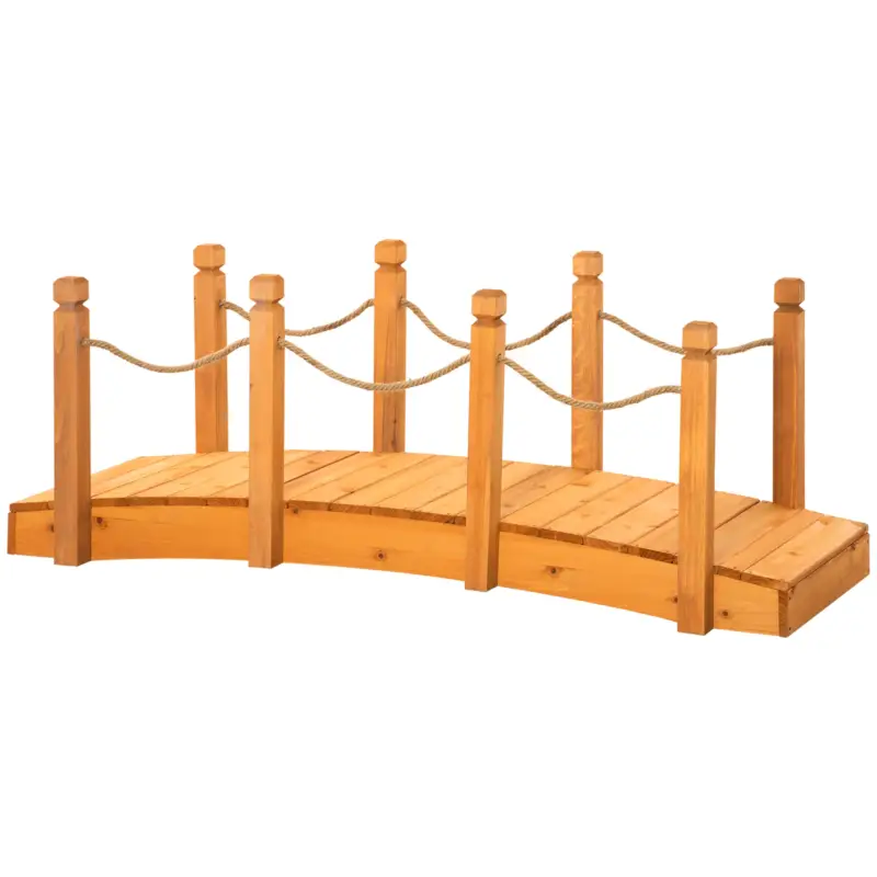 Bestseller | Easycomfort Ponticello di Legno da Esterni con Sponde in Canapa, Struttura in Legno d'Abete, 150x58x58.5cm, Arancione
