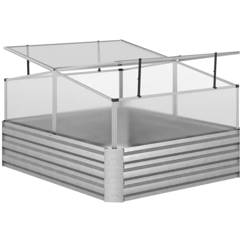 Easycomfort Fioriera in Metallo Rialzata con Copertura in PC per Uso Esterno in Giardino e Balcone, 126x107x57.5/67.5 cm | Risparmio extra