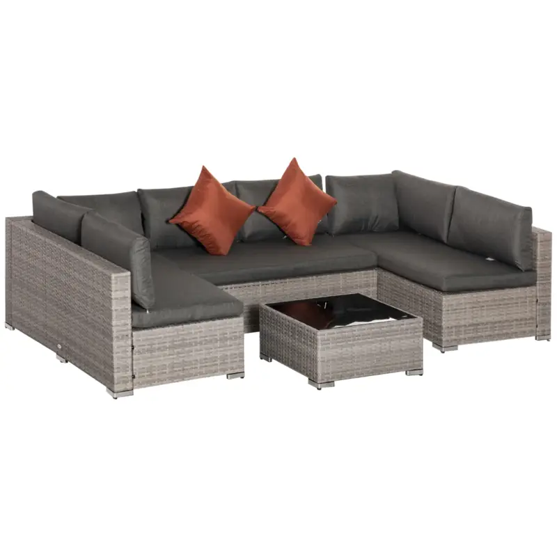 Di tendenza - Easycomfort Set Salotto da Esterni 4 Pezzi con 3 Divani e 1 Tavolino da Caffè, in Rattan PE, Cuscini Inclusi