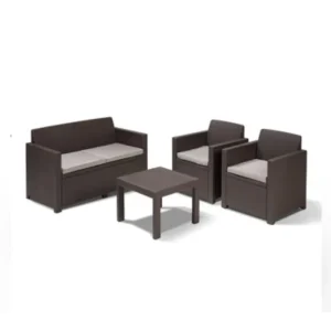 Salotto Allibert/Keter Modello Alabama con Cuscini Colore Marrone 93786 | Grande affare