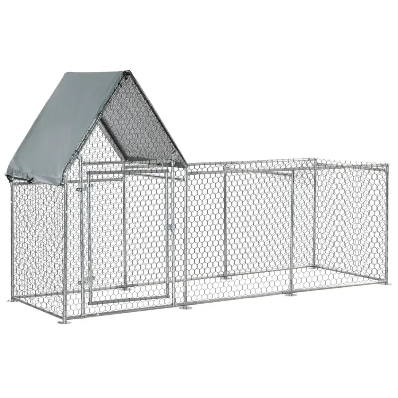 Easycomfort Recinto per Galline in Acciaio Galvanizzato con Telo di Protezione in Oxford, 302x107x172cm, Argento | Compra subito