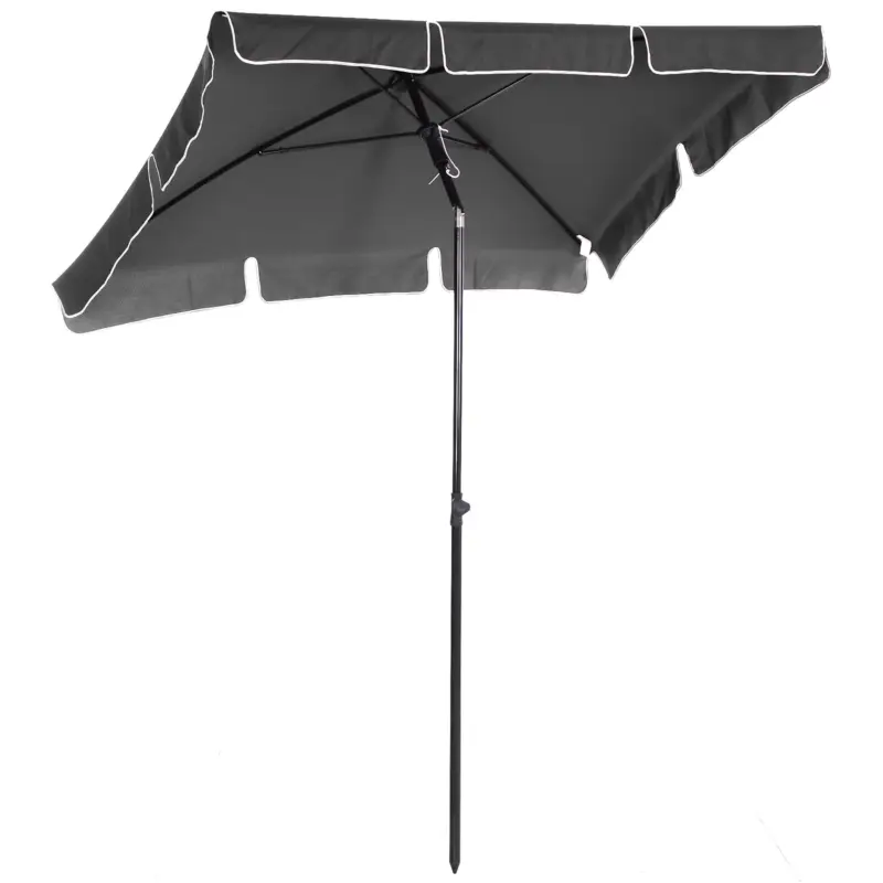 Easycomfort Ombrellone da Giardino Rettangolare 2x1.3 m con Inclinazione Regolabile e Palo in Alluminio, Grigio e Nero - Tra i più amati