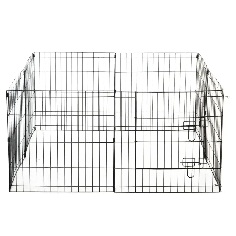 Reso semplice - EasyComfort Recinto per Cani da Esterno, Box Gabbia per Cani Gatti Cuccioli Roditori Recinzione Rete 8 Pezzi 61 x 61cm Nero