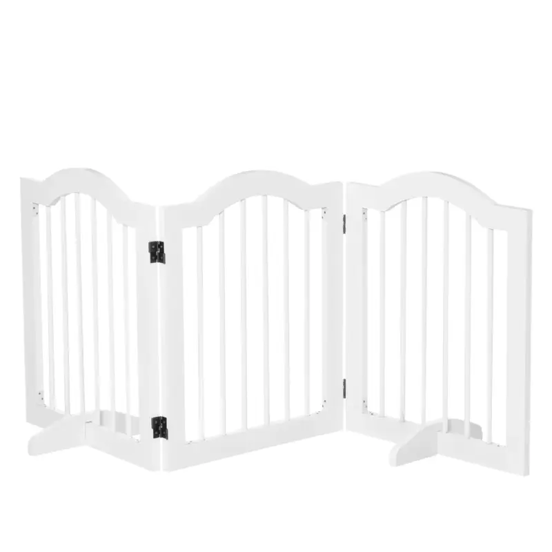Risparmio extra | Easycomfort Cancellino per Cani Pieghevole a 3 Sezioni in Legno, 154.5x29.5x61cm, Bianco
