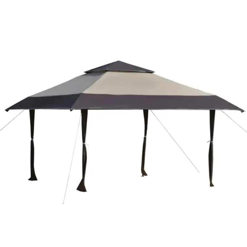 EASYCOMFORT Gazebo da Giardino Pieghevole 3.96x3.96m in Metallo Color Cachi e Caffè - Nuovo lancio