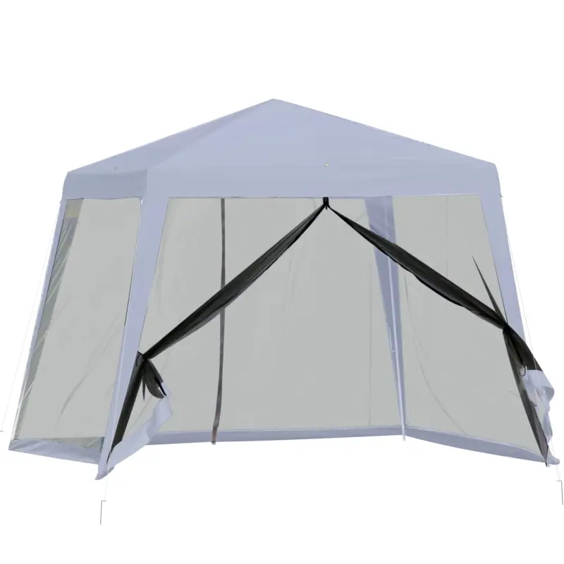 Easycomfort Gazebo Impermeabile con Zanzariere da Giardino Esterno Tendone in Poliestere 3 x 3 x 2.45 m Grigio | Consigliato