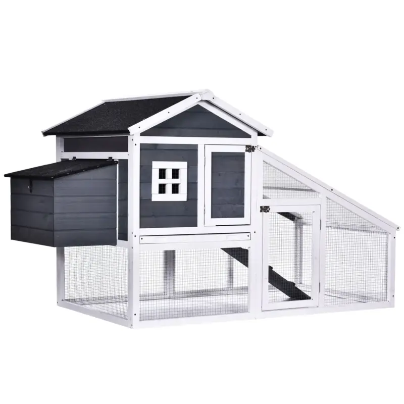 Ultime unità | EASYCOMFORT Pollaio da Giardino Prefabbricato in Legno con Tetto Impermeabile, 175.4x95.5x100cm - Grigio