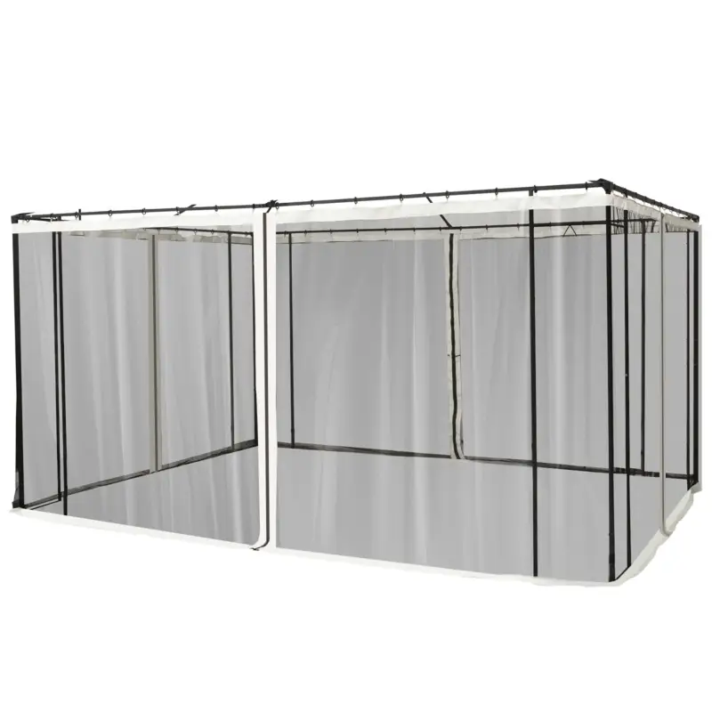 Novità - Easycomfort Zanzariera per Gazebo Tende di Ricambio Universale con Cerniere, 335x207cm - Nero e Beige