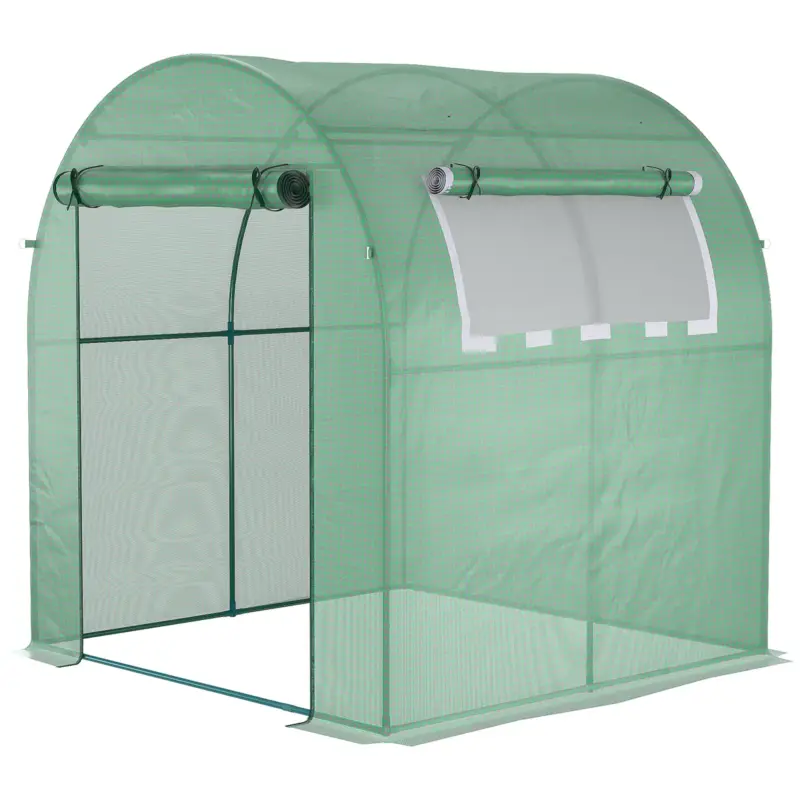 Offerta limitata | Easycomfort Serra da Giardino a Tunnel con Porte e Finestre Avvolgibili in PE Verde, 180x180x200cm