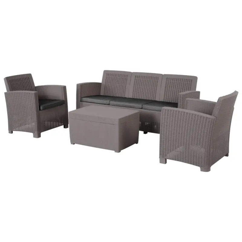 EASYCOMFORT Salottino Esterni Componibile in PP - Set da 4 Pezzi Grigio - Nuovo prodotto