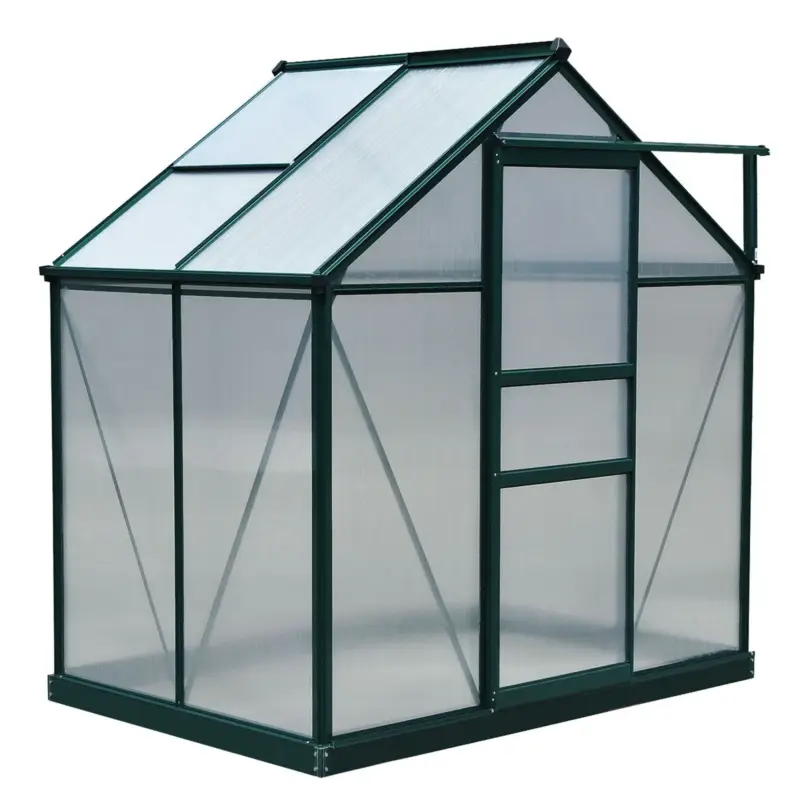 Grande affare - Easycomfort Serra da Giardino in Policarbonato Anti UV con Finestra e Porta Scorrevole, 190x132x201cm