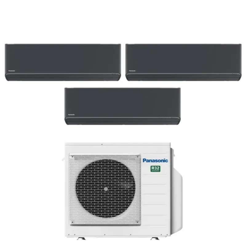 Condizionatore Trial Split Panasonic Etherea Dark 9+12+12 con CU-3Z68TBE R-32 Wi-Fi Integrato - Qualità professionale