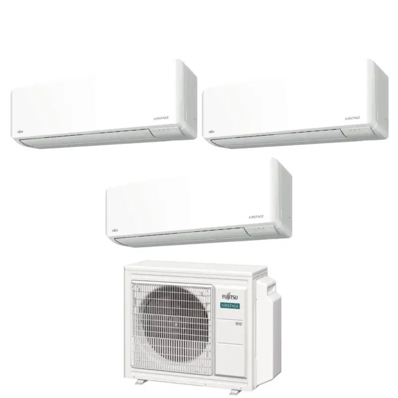 Ultima occasione - Climatizzatore Condizionatore Fujitsu Trial Split Inverter serie KM AIRSTAGE 7+14+14 con AOEG24KBCA3 R-32 Wi-Fi Integrato 7000+14000+14000