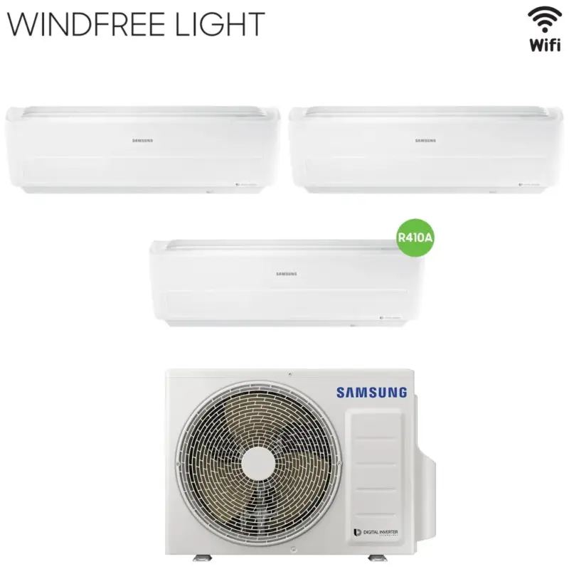Climatizzatore Condizionatore Samsung Trial Split Inverter serie WINDFREE LIGHT 9+9+12 con AJ052MCJ R-410 Wi-Fi Integrato 9000+9000+12000 | Spedizione rapida