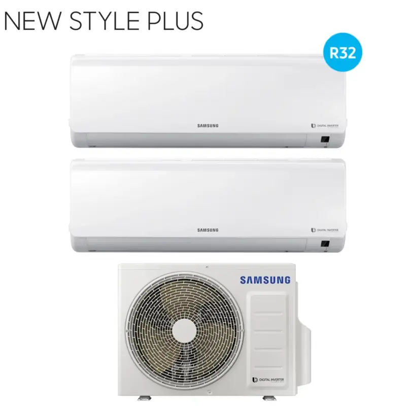 In pronta consegna | Climatizzatore Condizionatore Samsung Dual Split Inverter serie NEW STYLE PLUS 9+12 con AJ040NCJ R-32 9000+12000