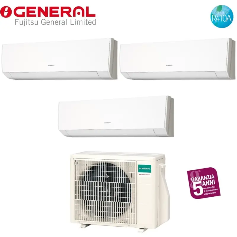 Compra ora | Climatizzatore Condizionatore General Fujitsu Trial Split Inverter serie LMCA 7+7+12 con AOHG18LAT3 R-410 7000+7000+12000