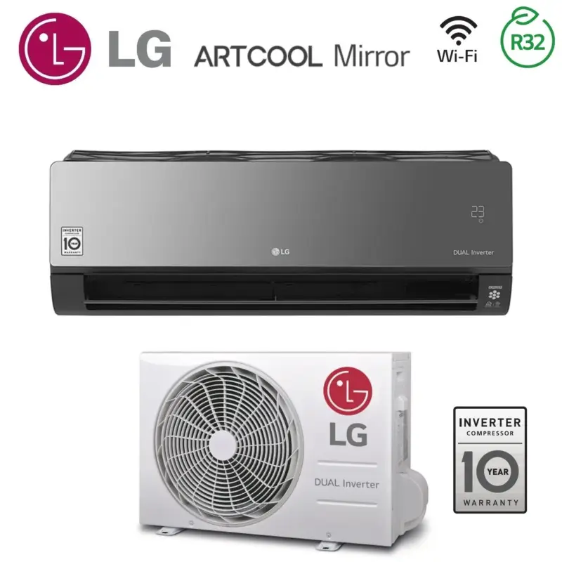 Climatizzatore Condizionatore LG Inverter serie ARTCOOL MIRROR 9000 Btu AC09BQ R-32 Wi-Fi Integrato Classe A++/A+ | Consigliato