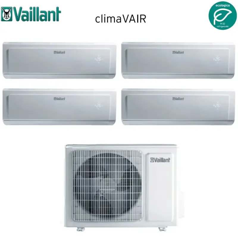 Climatizzatore Condizionatore Vaillant Quadri Split Inverter serie CLIMAVAIR PLUS VAI 8 7+7+7+7 con VAF8-080W4NO R-32 7000+7000+7000+7000 - Ultima novità
