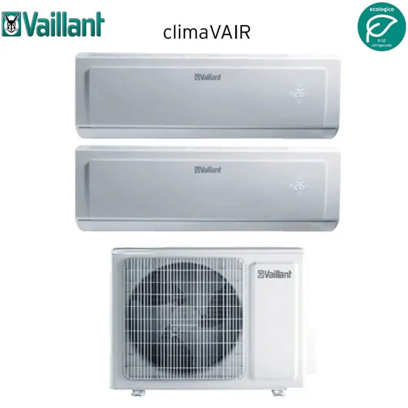 Climatizzatore Condizionatore Vaillant Dual Split Inverter serie CLIMAVAIR PLUS VAI 8 9+12 con VAF8-040W2NO R-32 9000+12000 | Ora disponibile