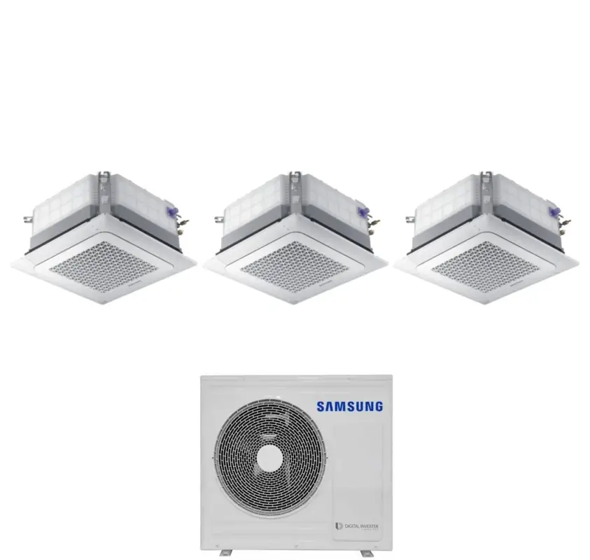 Liquidazione | Climatizzatore Condizionatore Samsung Trial Split Inverter Cassetta 4 Vie Mini Windfree 18+18+18 con AJ100TXJ5KG/EU R-32 18000+18000+18000 Wi-Fi Optional con Griglia Inclusa