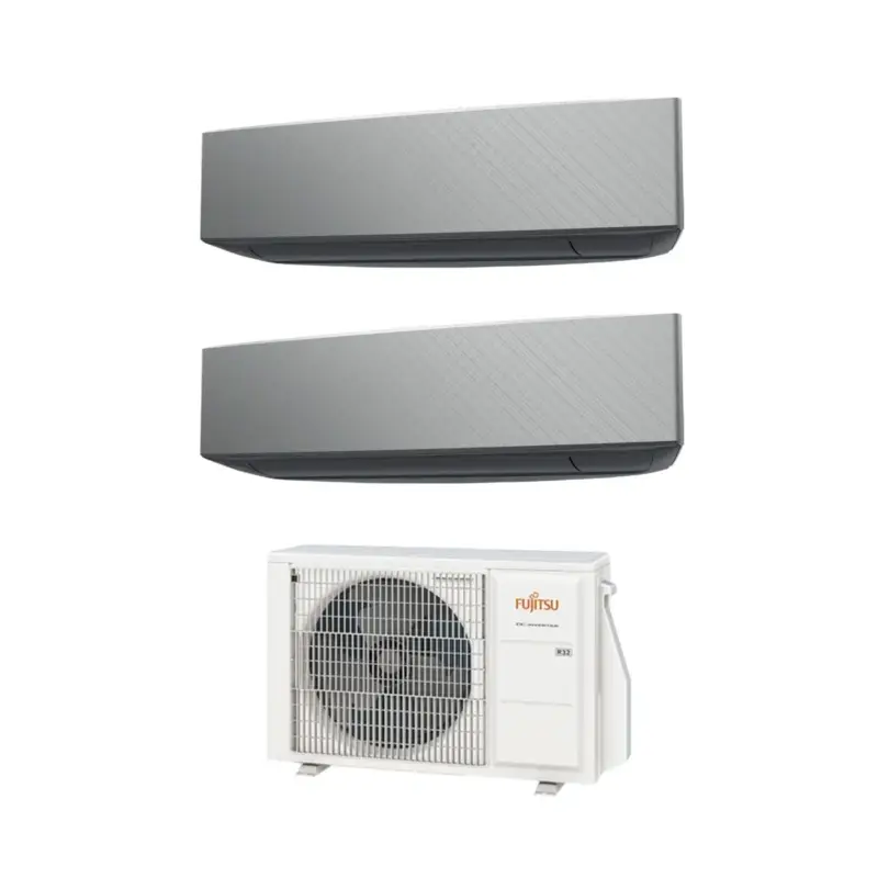 Saldi - Climatizzatore Condizionatore Fujitsu Dual Split Inverter serie KE 7+12 con AOYG14KBTA2 R-32 Wi-Fi Optional 7000+12000 Colore Argento Silver - Novità