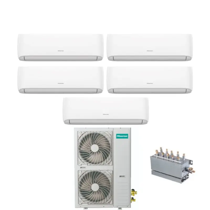 Climatizzatore Condizionatore Hisense Penta Split Inverter serie Hi-COMFORT 9+9+9+9+12 con AMW123U4SE R-410 Wi-Fi Integrato Compreso di Branch Box 9000+9000+9000+9000+12000 | Promozione