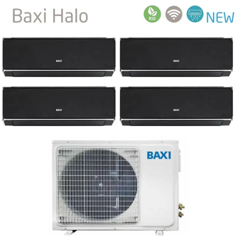 Climatizzatore Condizionatore Baxi Quadri Split Inverter Serie HALO NERO 9+12+12+12 con LSGT100-4M R-32 Wi-Fi Integrato 9000+12000+12000+12000 | Prezzo di fabbrica