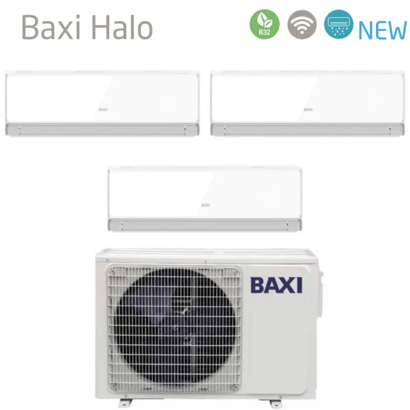 Climatizzatore Condizionatore Baxi Trial Split Inverter Serie HALO BIANCO 9+9+9 con LSGT70-3M R-32 Wi-Fi Integrato 9000+9000+9000 - Qualità premium