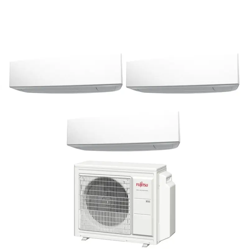 Climatizzatore Condizionatore Fujitsu Trial Split Inverter serie KE WHITE 7+14+14 con AOYG24KBTA3 R-32 Wi-Fi Integrato 7000+14000+14000 Colore Bianco - Offerta speciale