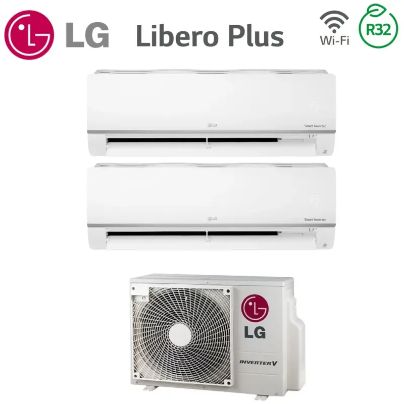 Aggiungi al carrello - Climatizzatore Condizionatore LG Dual Split Inverter Libero Plus 12000+12000 CON MU2R17 R-32 Wi-Fi Integrato 12+12