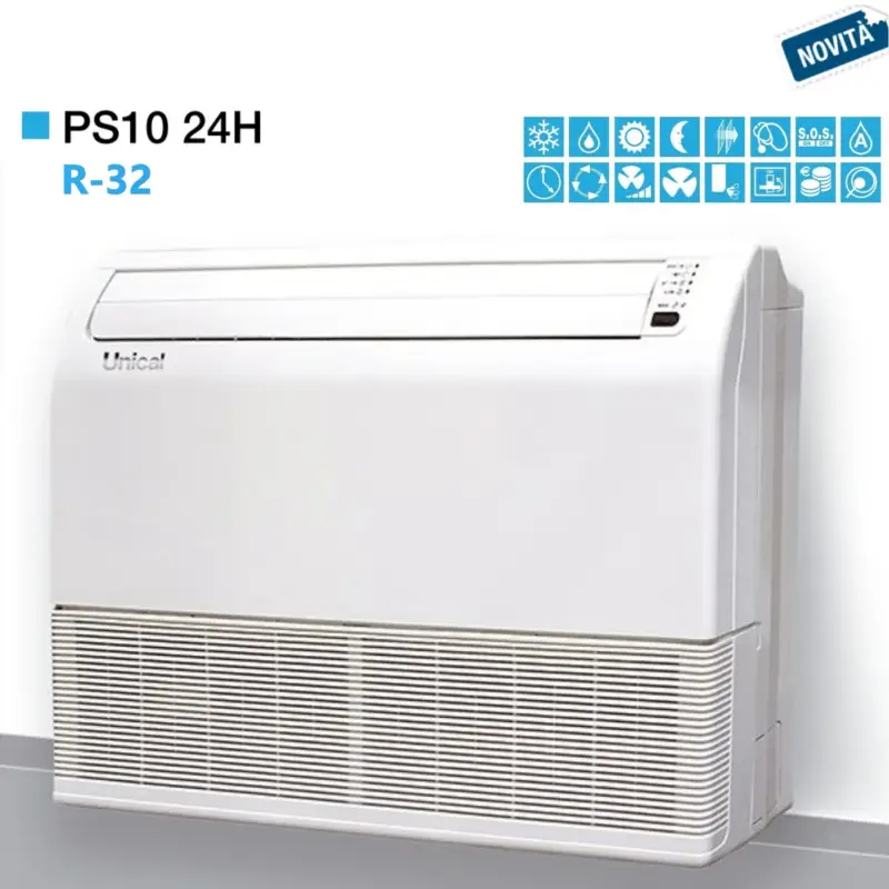 Alta qualità - Condizionatura Climatizzatore Unical Soffitto/Pavimento 24000 Btu PS10 24H Classe A++/A+ Gas R-32 Novità
