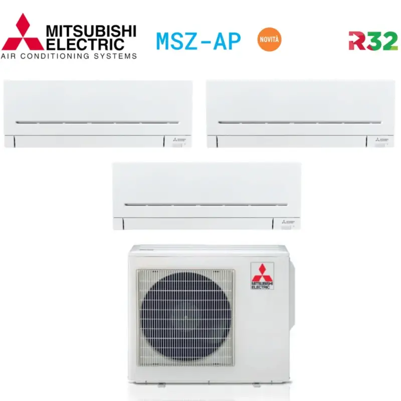 Acquista ora - Climatizzatore Condizionatore Mitsubishi Electric Trial Split Inverter Serie AP 9+9+18 con MXZ-3F54VF R-32 Wi-Fi Optional Modello Plus 9000+9000+18000